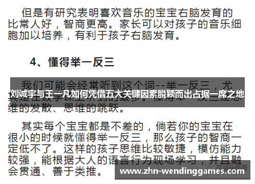刘诚宇与王一凡如何凭借五大关键因素脱颖而出占据一席之地 刘诚宇与王一凡如何凭借五大关键因素脱颖而出占据一席之地
