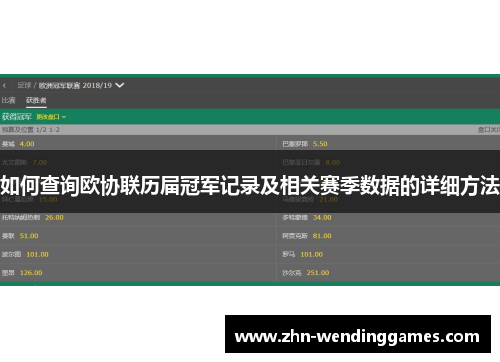 如何查询欧协联历届冠军记录及相关赛季数据的详细方法 如何查询欧协联历届冠军记录及相关赛季数据的详细方法